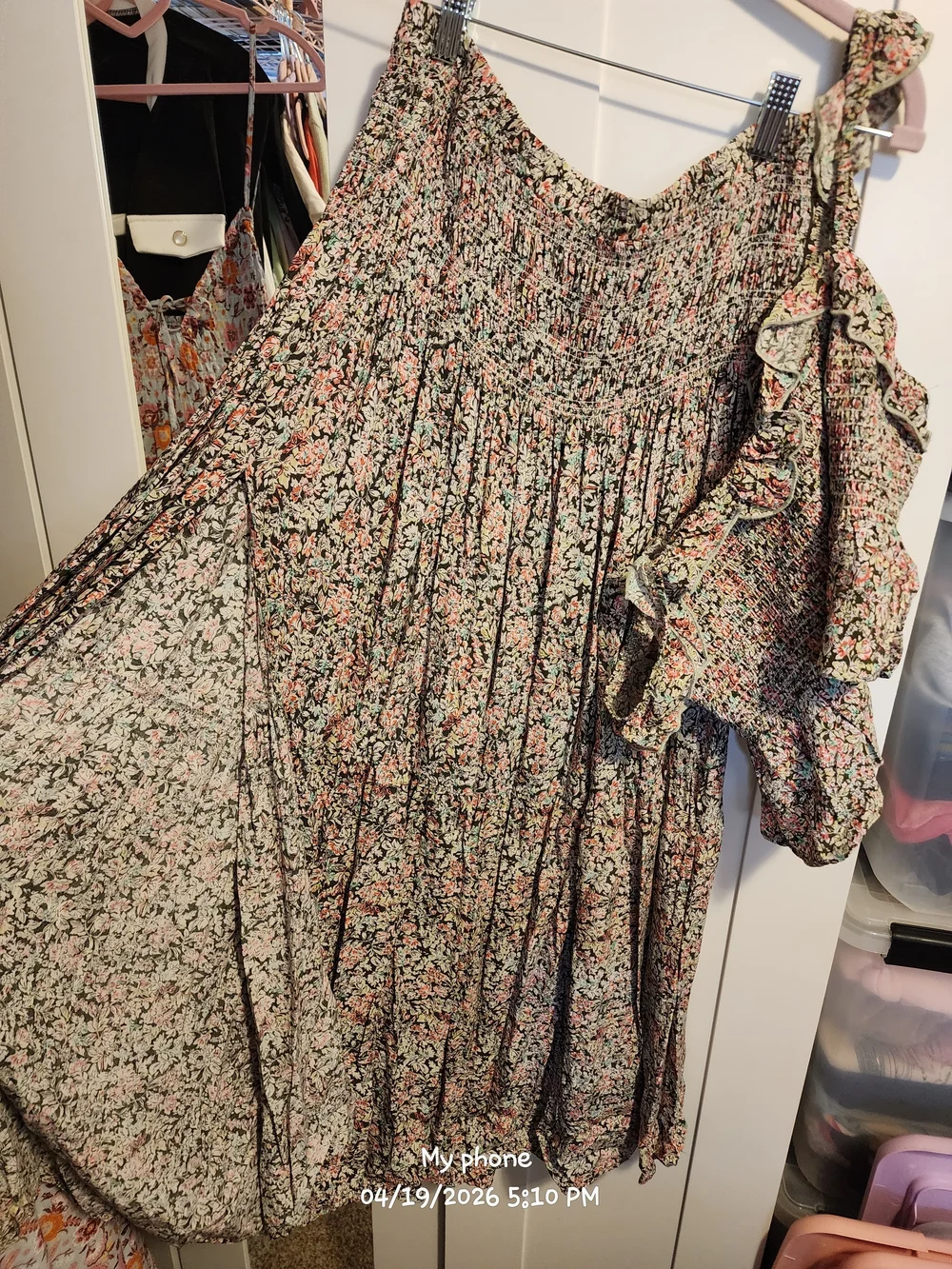 NATURAL LIFE Floral Midi Dress in Pink, Green, Black - Picture 2 of 5